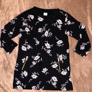 Old navy 18-24 mo stretch tunic dress black floral